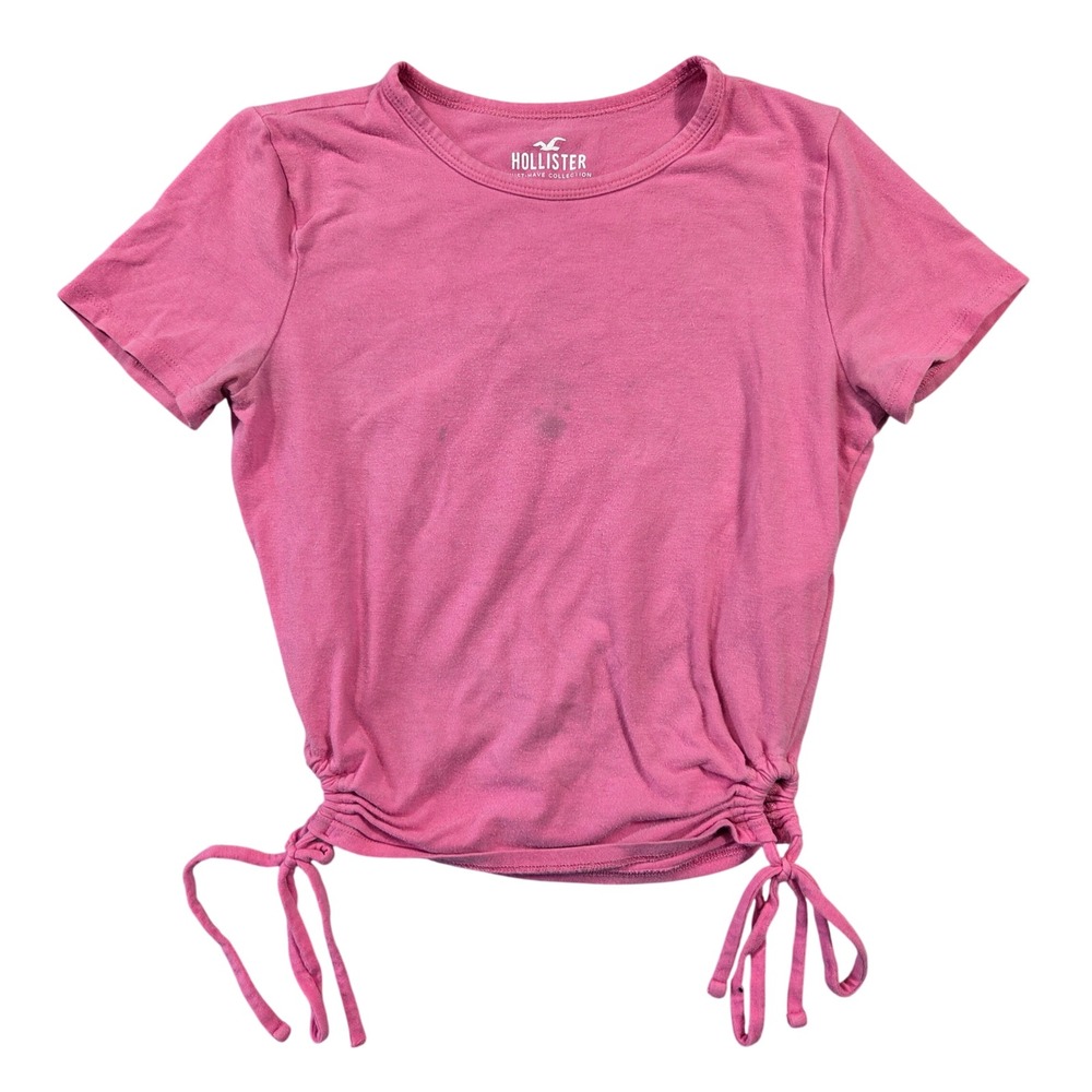 Hollister Pink Baby Tee Side Cinched Drawstring Short Sleeve Top‎ XS Summer